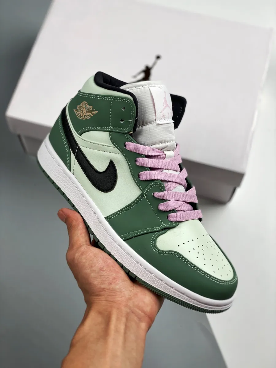 Wmns Air Jordan 1 Mid Se Dutch Green/Black/Barely Green/Arctic Pink AJ1 dutch green air jordan 1 release date