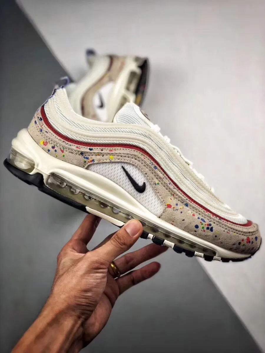 Nike Air Max 97 'Paint Splatter' Sail/Black-University Red / air max 97 paint splatter