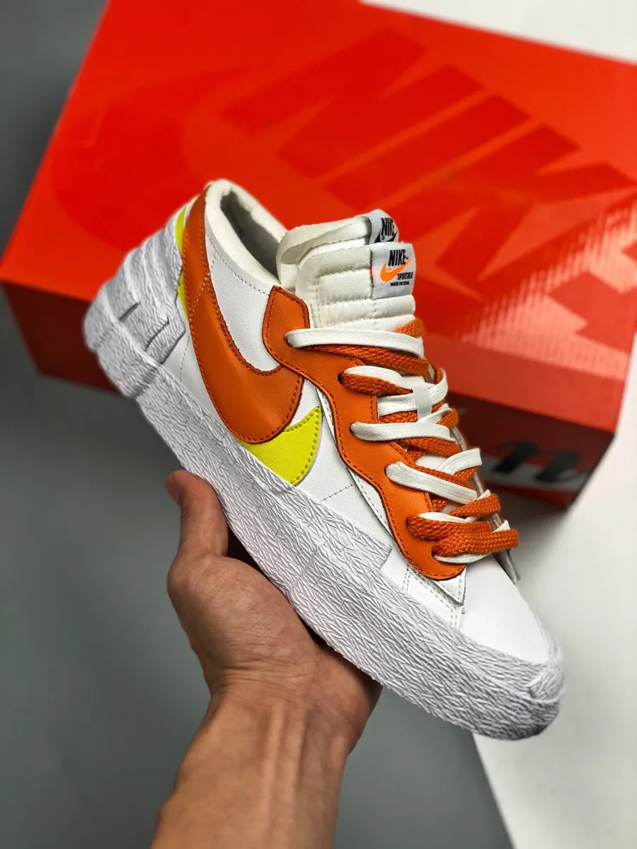 Sacai x Nike Blazer Low White/Magma Orange DD1877-100 / nike blazer low x sacai magma orange