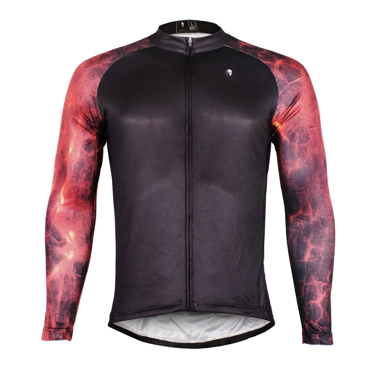 Fire Flame Cool Graphic Arm Print Men's Cycling Long-sleeve Black Jerseys NO.384