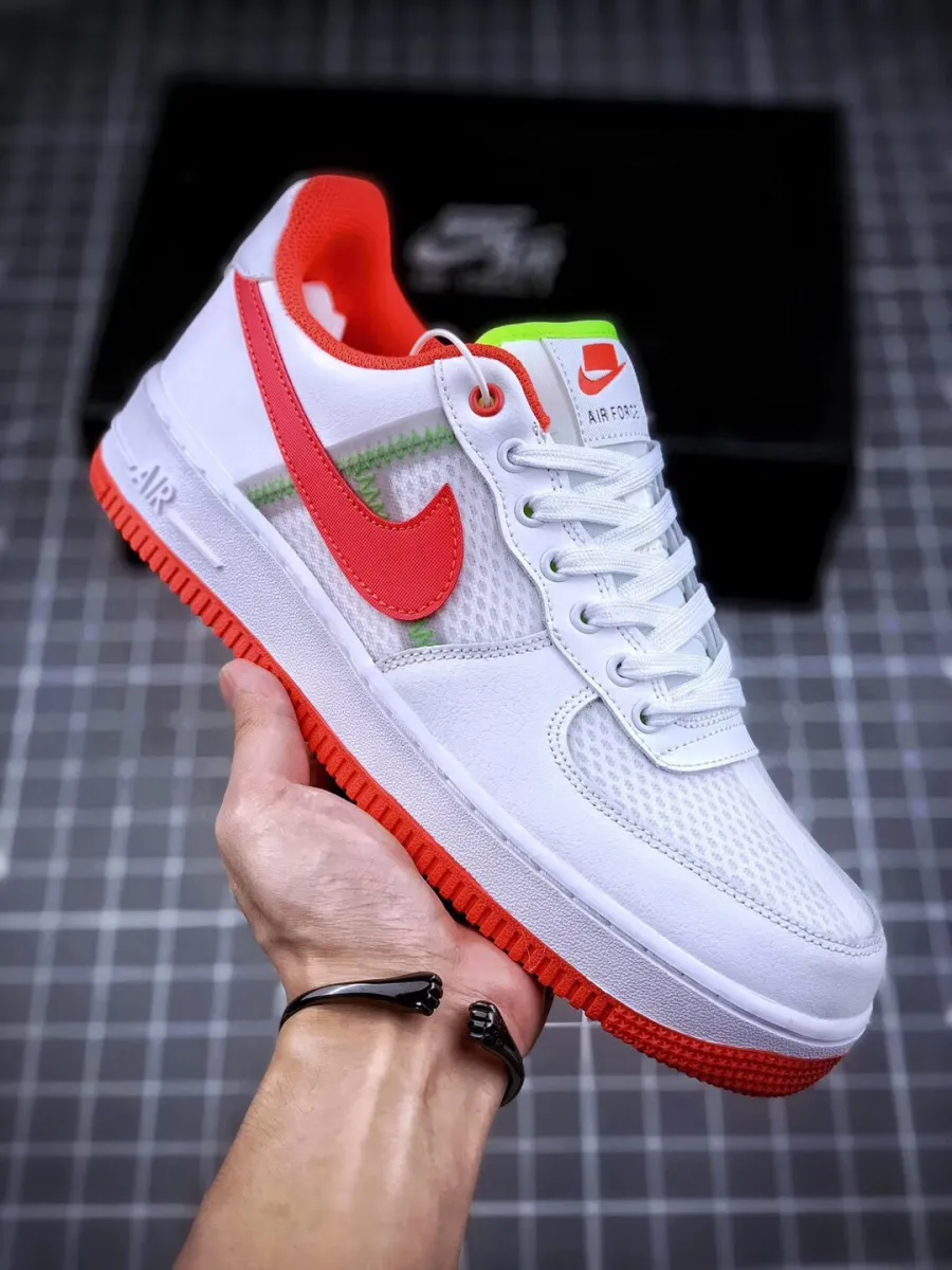 Nike Air Force 1 White/Bright Crimson-Barely Volt CI0060-102 New Releases