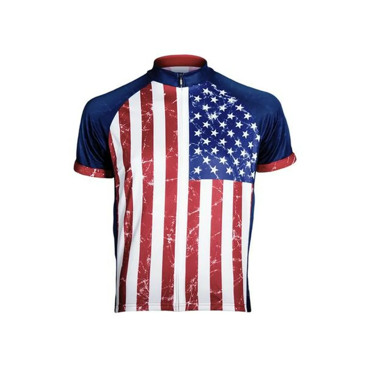 Primal Wear Stars & Stripes Men' Full Zip Sport Sleeve Cycling Jersey, Stars And Stripes Cycling Jersey STARJ20M_M