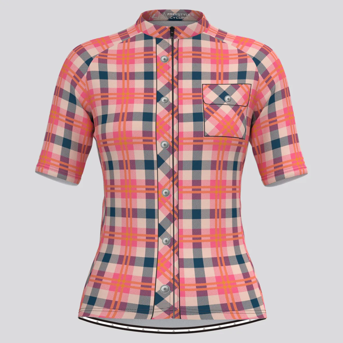 Plaid Checkered Shirt V30 Women's Cycling Jersey For Sale