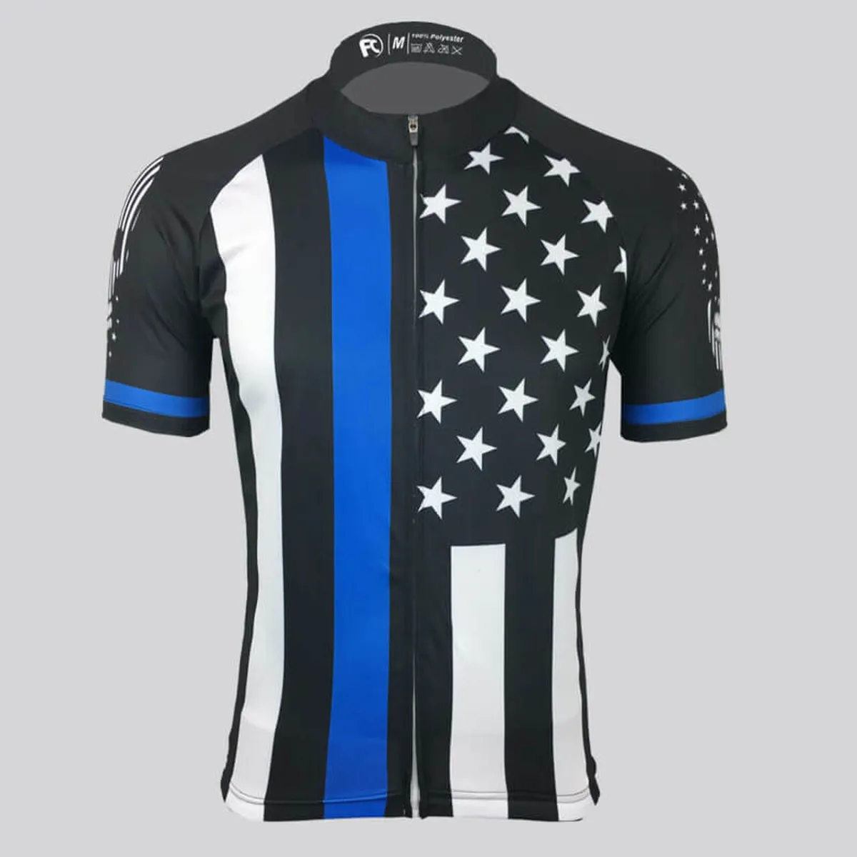 The Blue Line Skull USA Flag Cycling Jersey Brand New