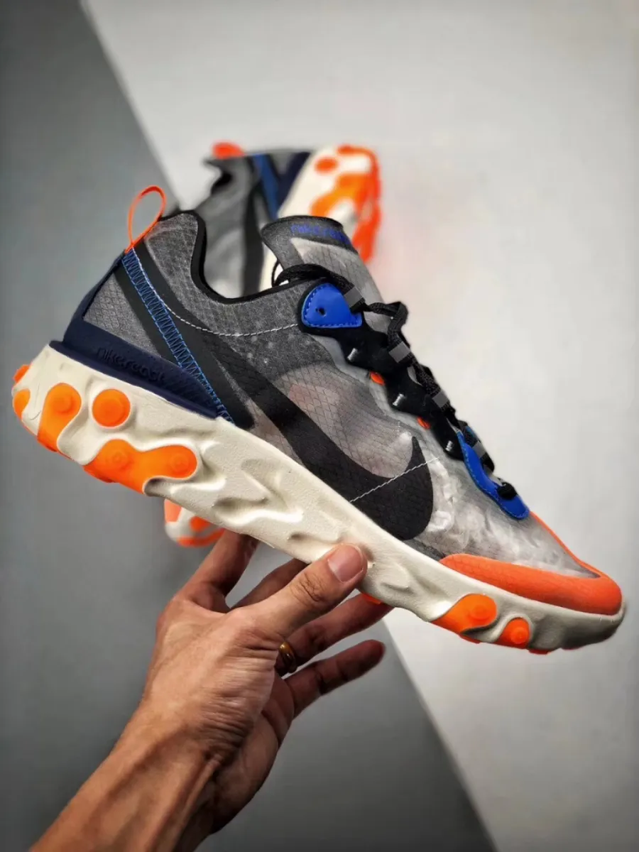 Nike React Element 87 'Thunder Blue/Total Orange' AQ1090-004 Brand New
