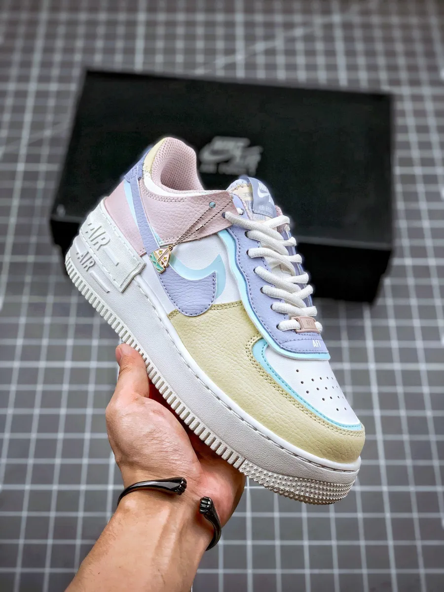 Ladies Nike Air Force 1 Shadow White/Light Blue #air force shadow pastel