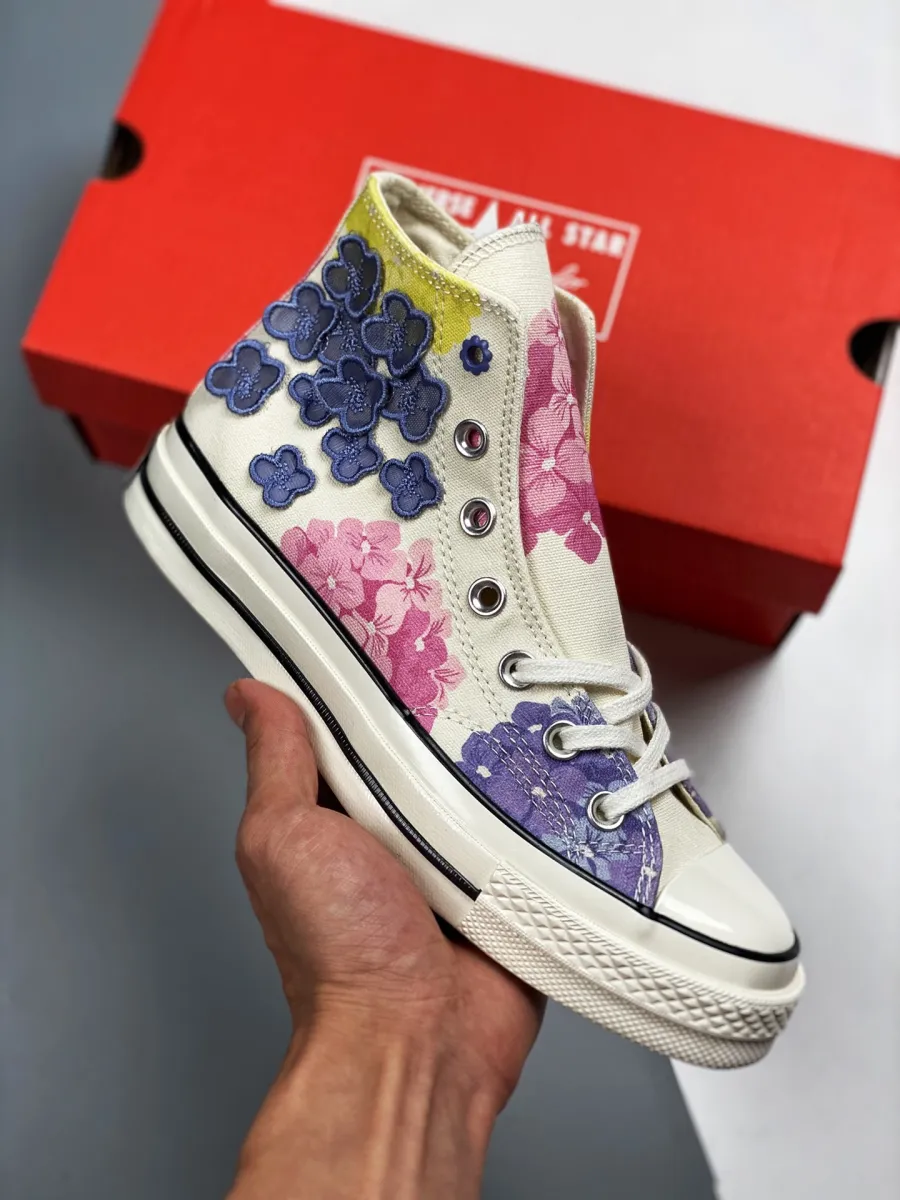 Converse Chuck 70 High 'Floral' Beige/Yellow/Purple Canvas - purple and yellow converse