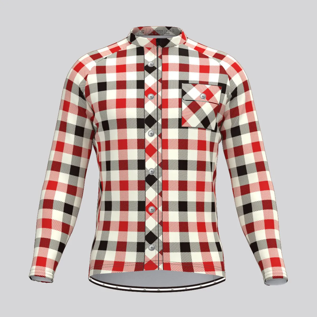 Plaid Checkered Shirt V6 Men's LS Cycling Jersey