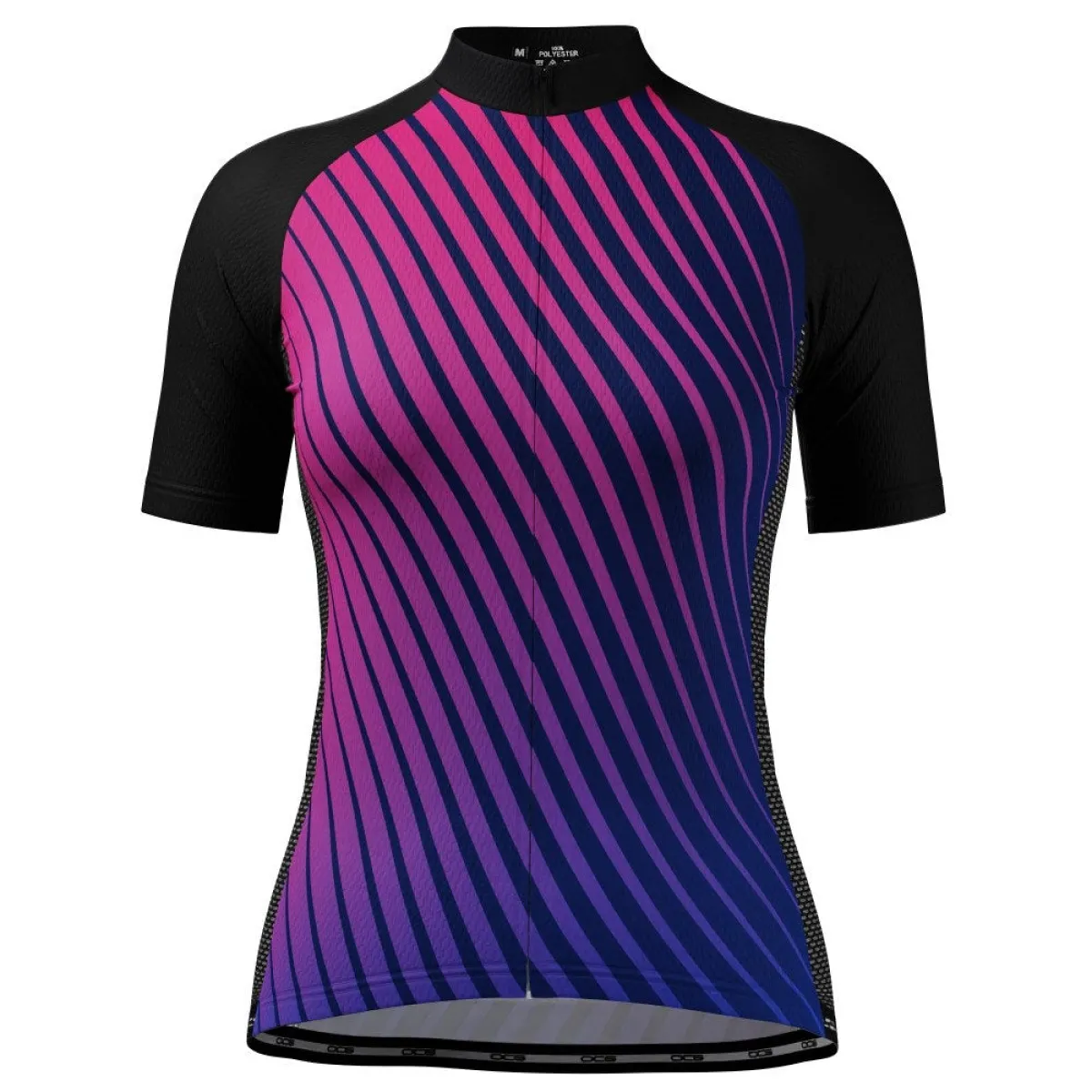 Women's Disco Stripe Black Short Sleeve Cycling Jersey