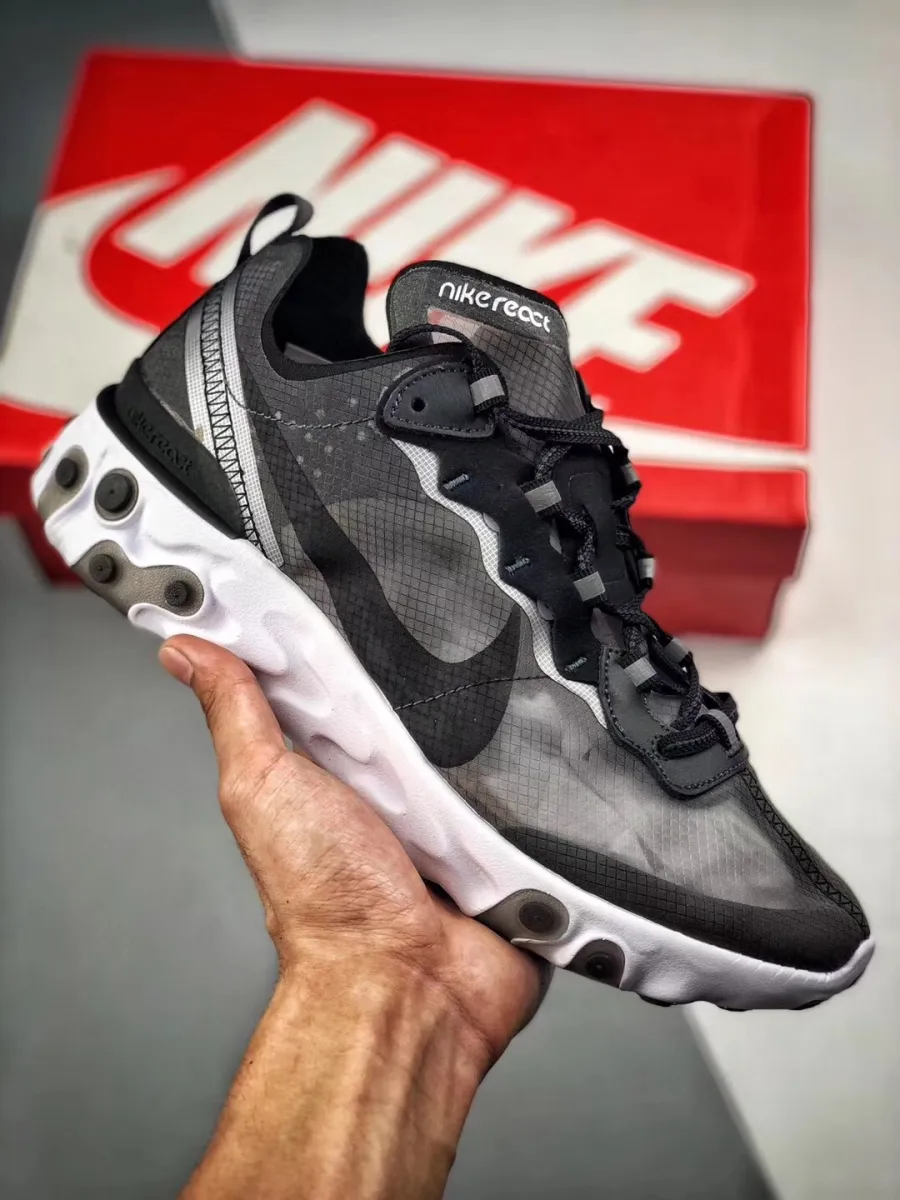 Nike React Element 87 Black White For Womens AQ1090-001 Outlet