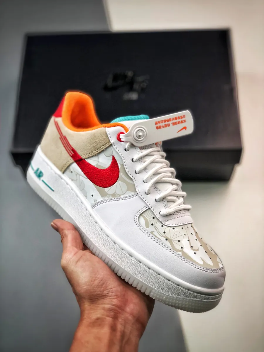 Nike Air Force 1 Low 'Just Do It' White Red Teal FD4205-161 air force 1 washed teal