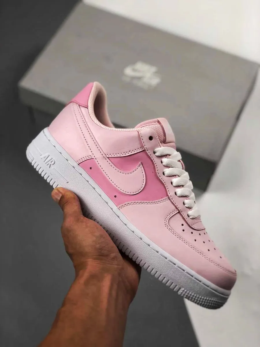 Grade School Size Nike Air Force 1 Low Pink Foam/White-Pink Rise / foam pink air force 1