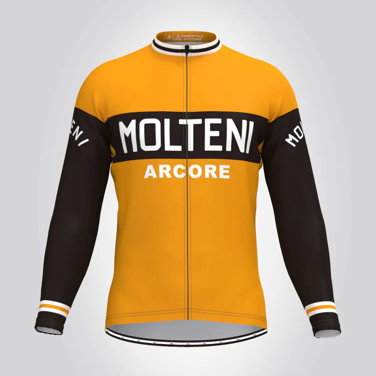Retro Molteni Arcore Long Sleeve Men's Cycling Jersey Orange