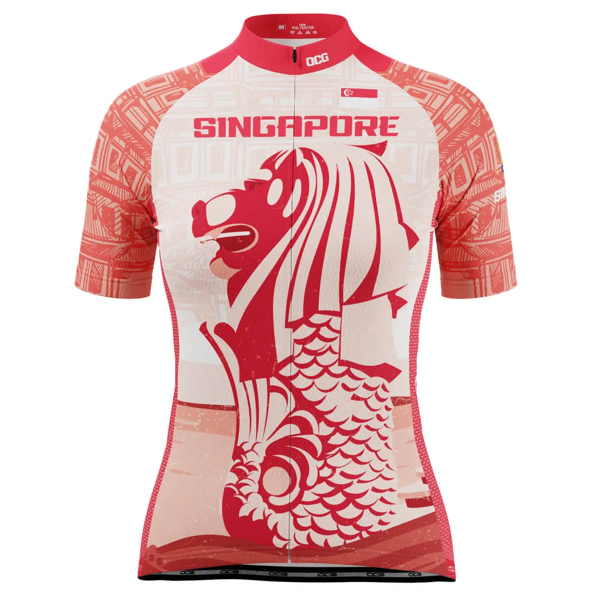 Women's Singapore Merlion Lion Short Sleeve Cycling Jersey