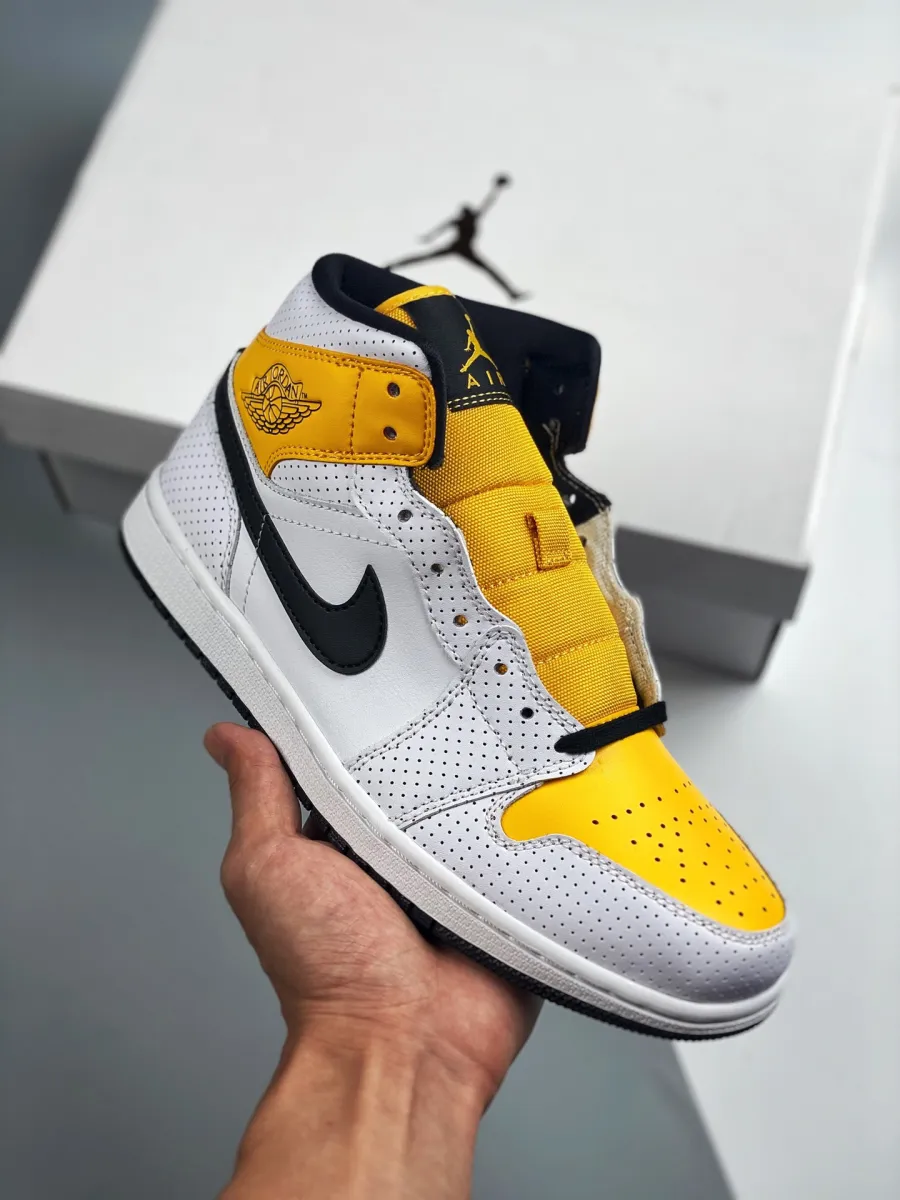 Jordan 1 Mid Laser Orange BQ6472-107 / air jordan 1 mid white university gold