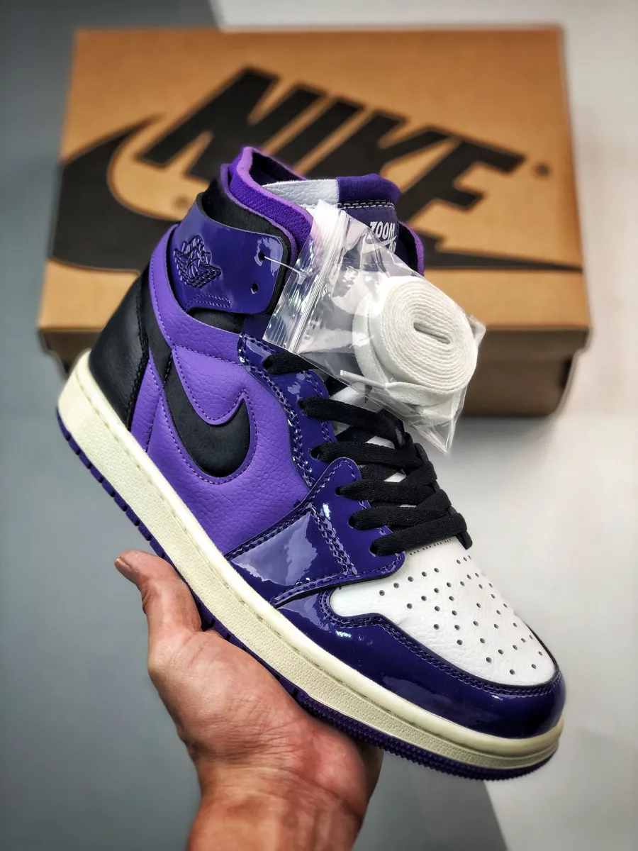 Air Jordan 1 Zoom Comfort 'Purple Patent' Purple/Black-White / purple black and white jordans