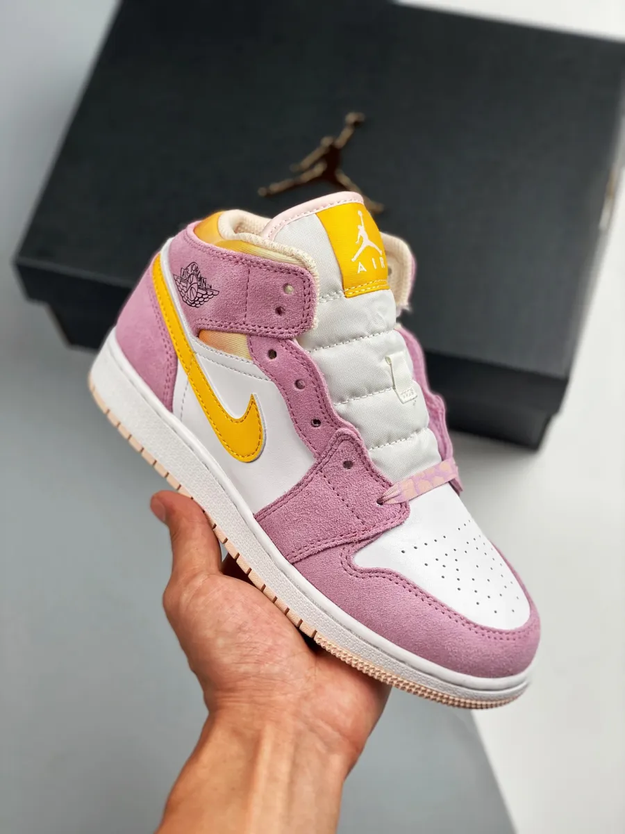 Air Jordan 1 Mid SE GS 'Arctic Pink' DC9517-600 Light Arctic Pink University Gold-White WMNS #air jordan 1 gs arctic pink