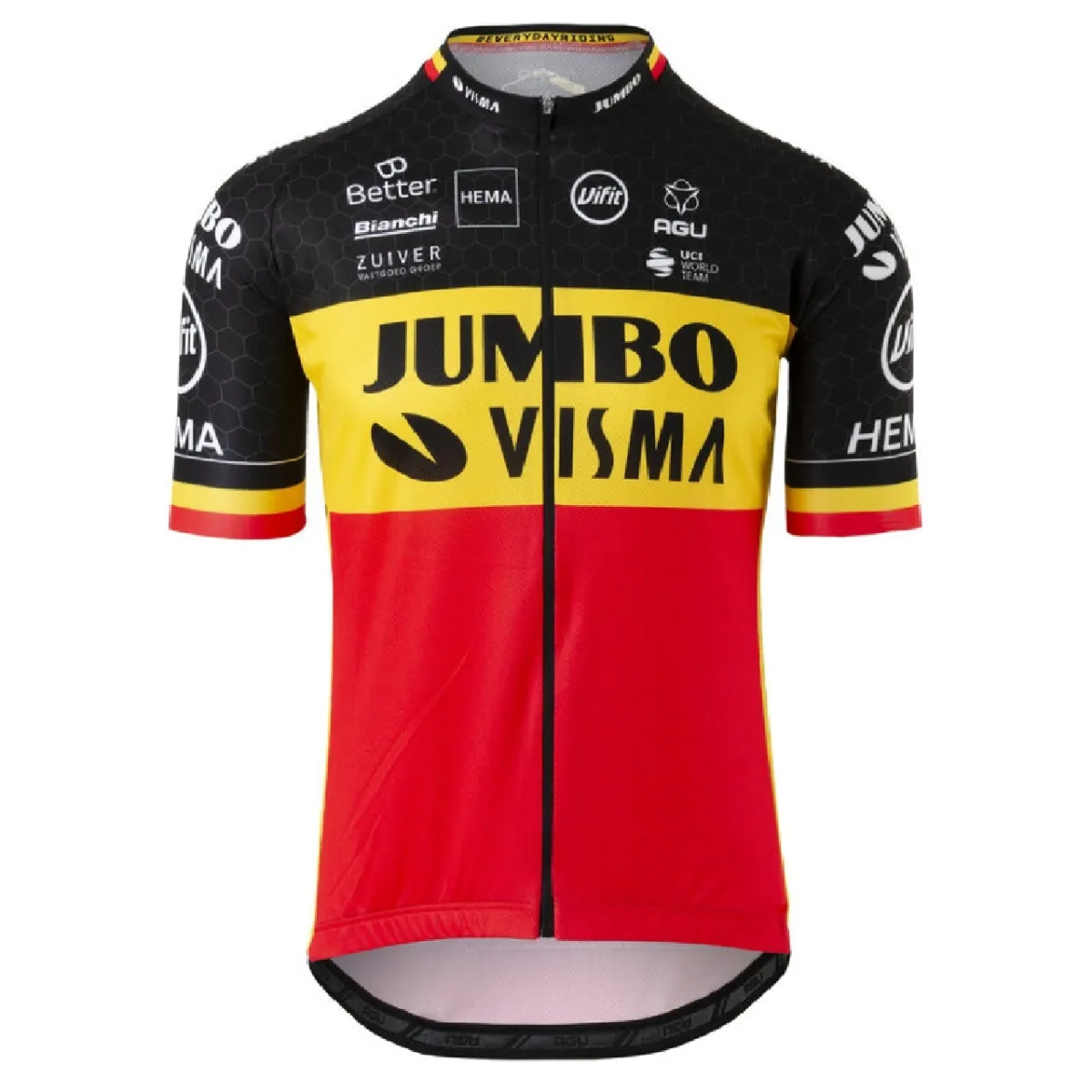 Team Jumbo Visma Short Sleeve Cycling jersey Belgium Nation Champion #Jumbo Visma Jersey