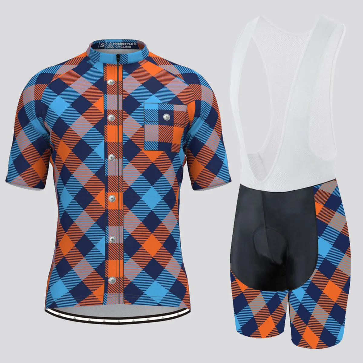Plaid Checkered Shirt V12 Men's Cycling Kit For Sale