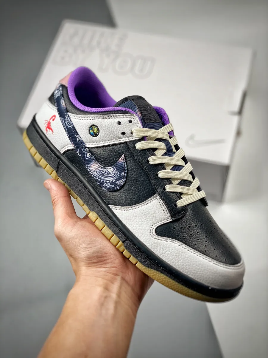 Custom Nike Dunk Low Black White Purple 1680452868 Online