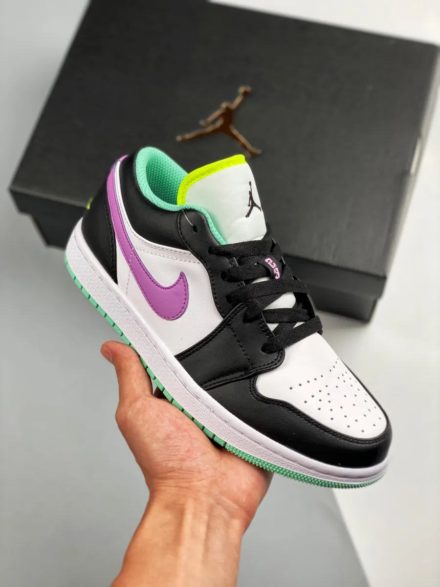 Jordan 1 Low GS Pink Green Glow 553560-151 Air Jordan 1 Low Green Glow