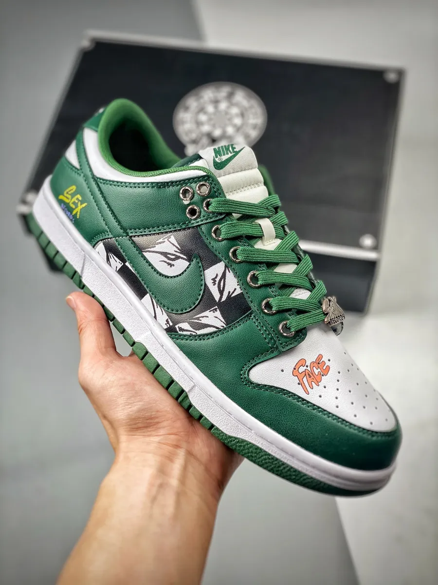Custom Nike Dunk Low Michigan State White/Team Green michigan state nike gear