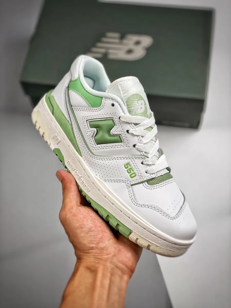 New Balance 550 White/Mint Green #green new balances