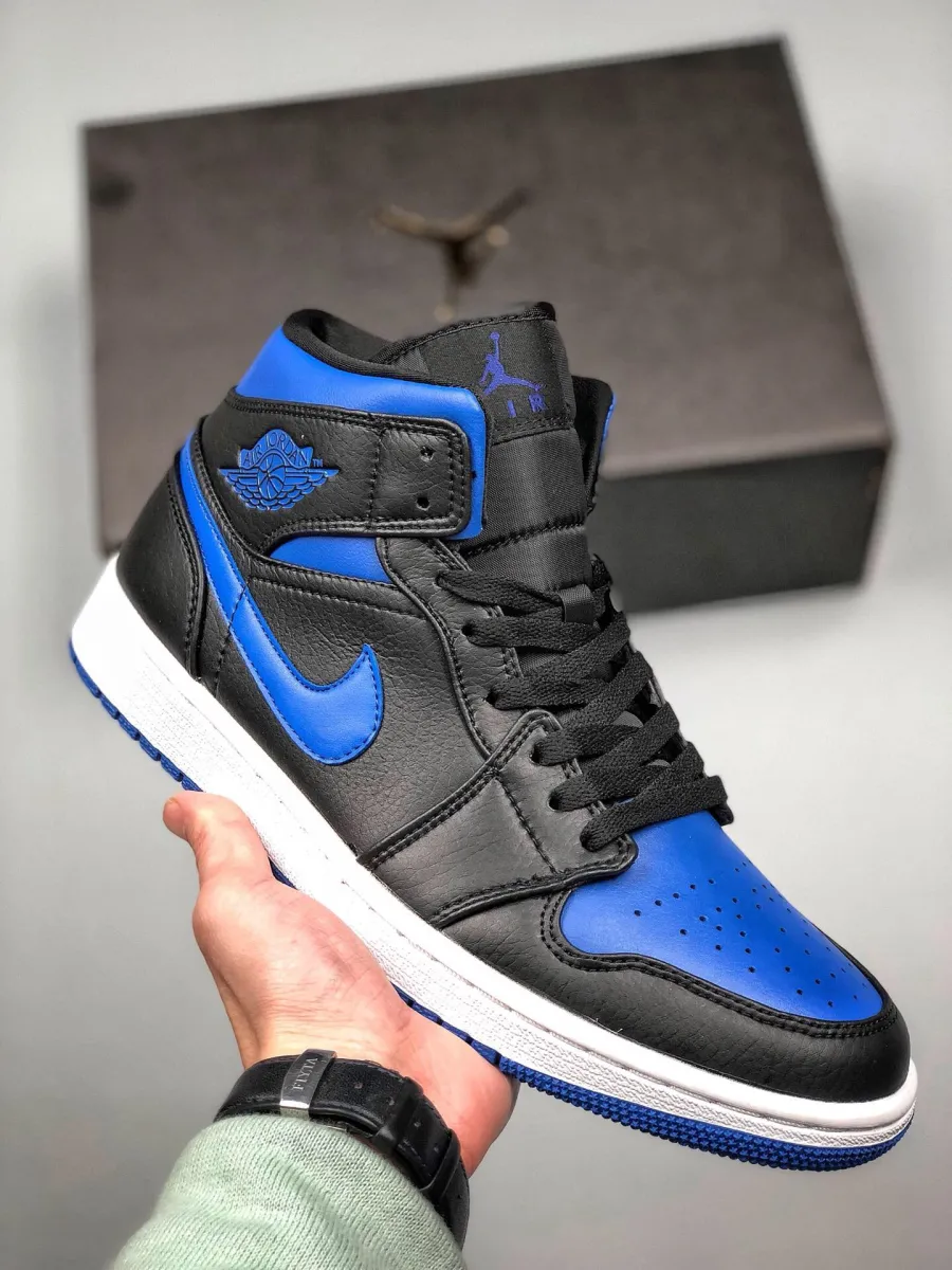 Air Jordan 1 Mid 'Royal Black Blue' - blue & black jordan 1