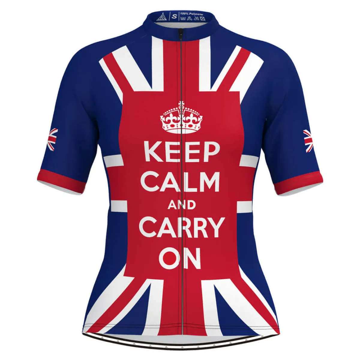 UK Flag Keep Calm And Carry On Women's Cycling Jersey