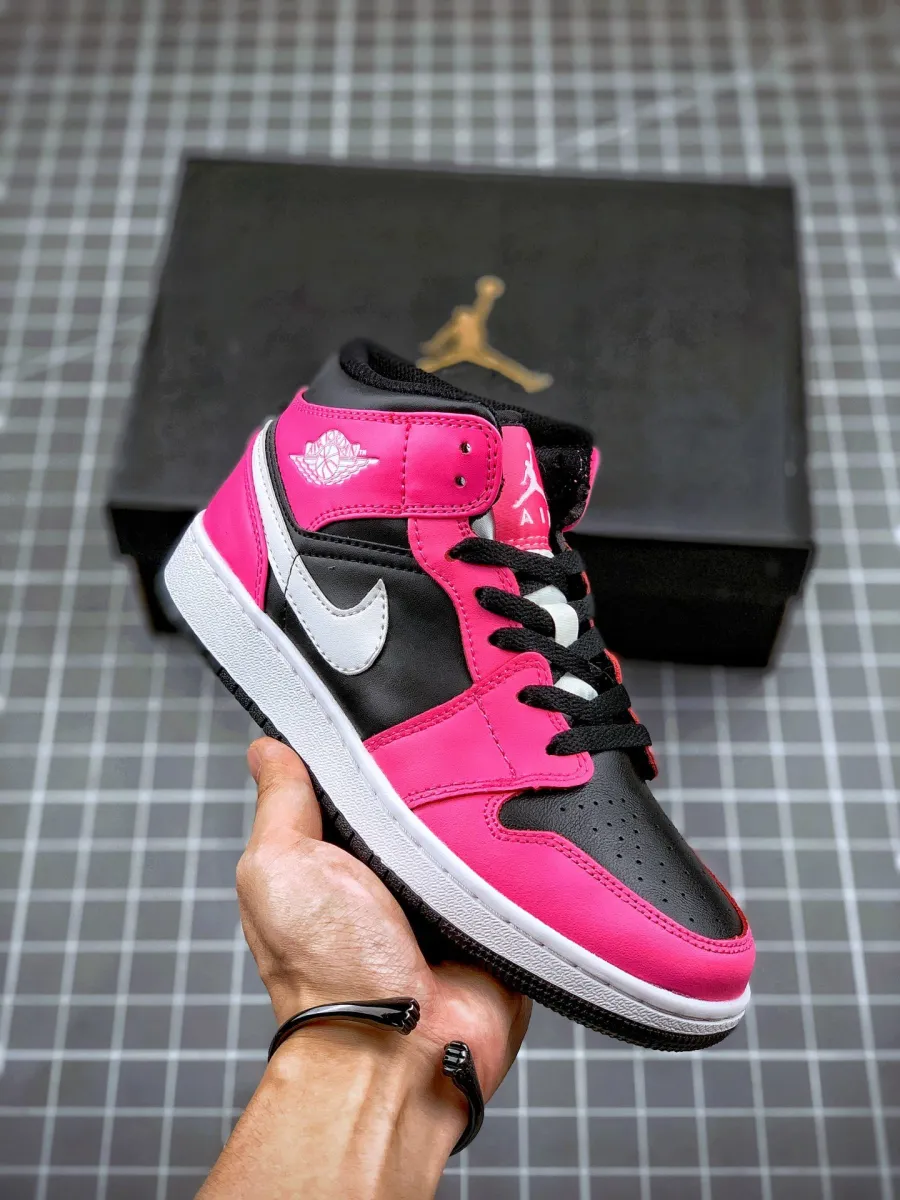 Jordan 1 Mid GS Black Pinksicle WMNS 555112-002 - air jordan 1 mid pinksicle