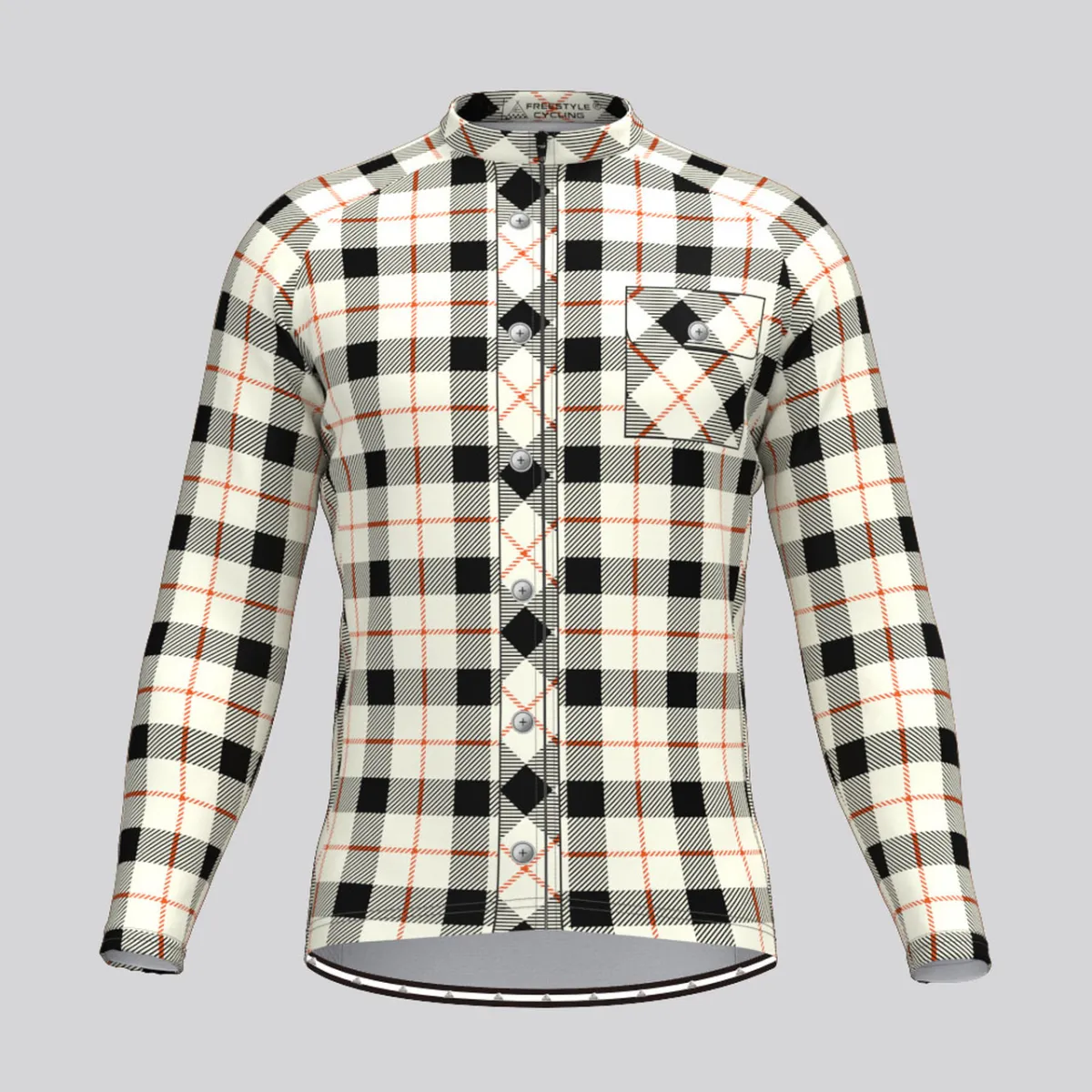 Plaid Checkered Shirt V3 Men's LS Cycling Jersey White