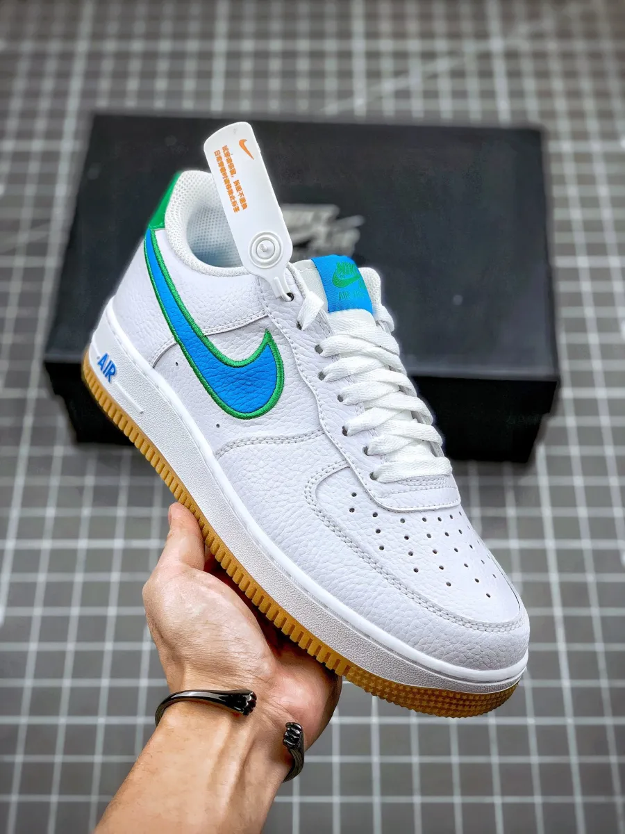Nike Air Force 1 07 White Blue Green DA4660-100 blue and green nike air force