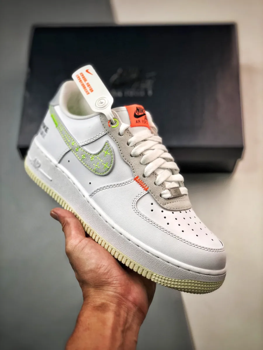 Nike Air Force 1 Low 'Just Stitch It' White/Pink-Neon FB1853-111 stitch air force 1