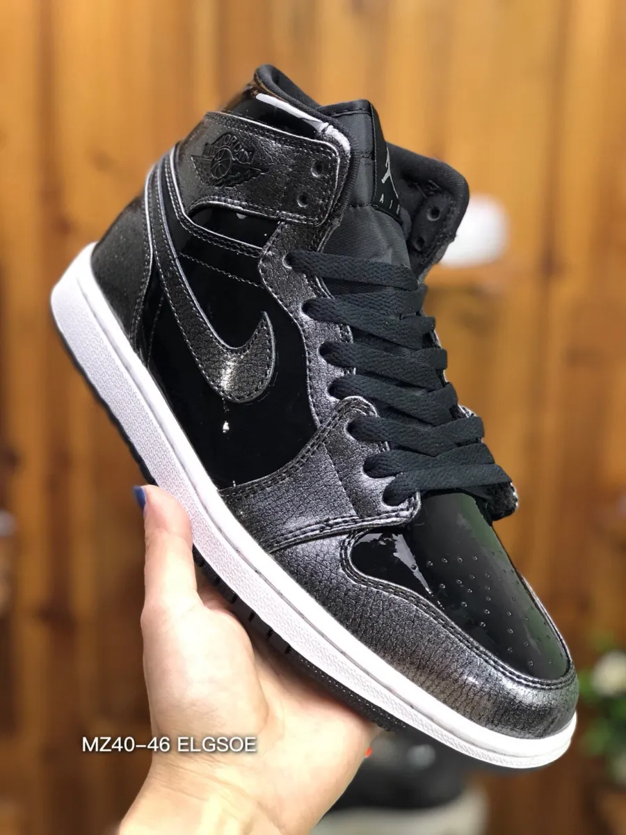 Air Jordan 1 High 'Black Patent Leather' Black-Anthracite-White #air jordan 1 black patent leather