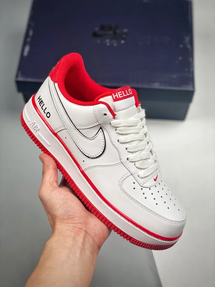 Nike Air Force 1 Hello White University Red CZ0327-100 / air force 1 red black