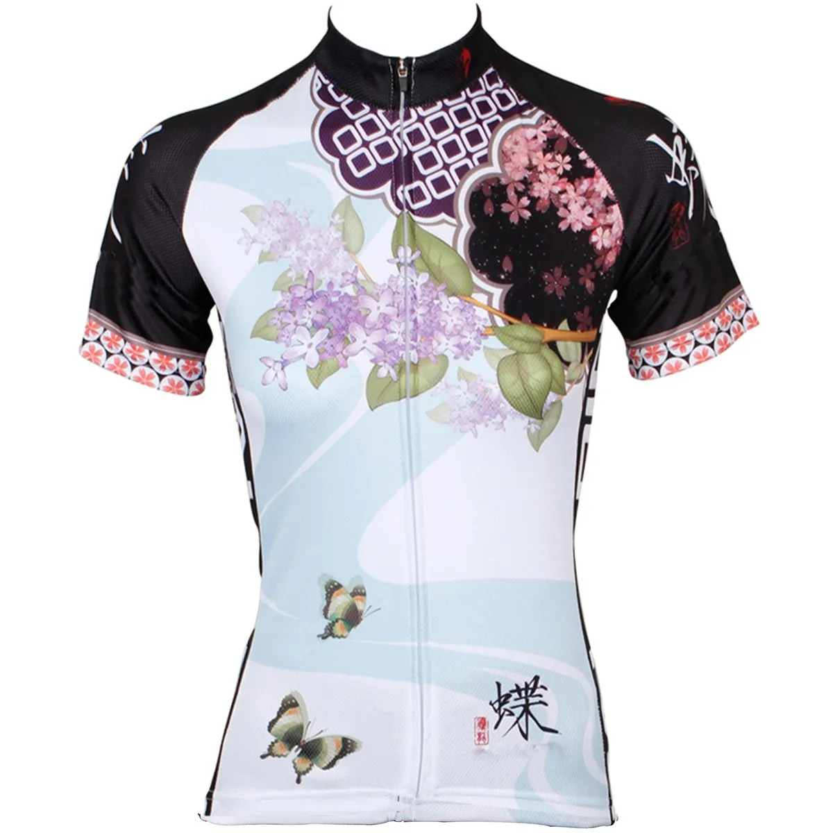 Ilpaladino Lilac Butterfly Nature Women Cycling Jerseys Short-sleeve summer Sportswear Gear Pro Cycle Clothing Racing Apparel Outdoor Sports Leisure Biking Shirt NO.544