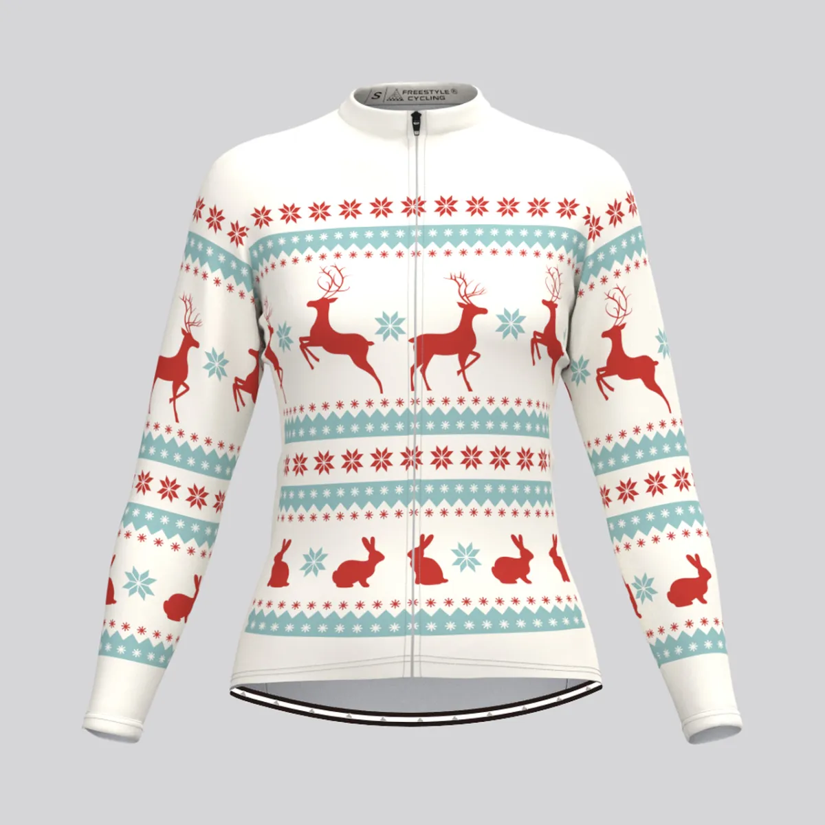 Classic Ugly Christmas sweater Women's LS Cycling Jersey - Beige
