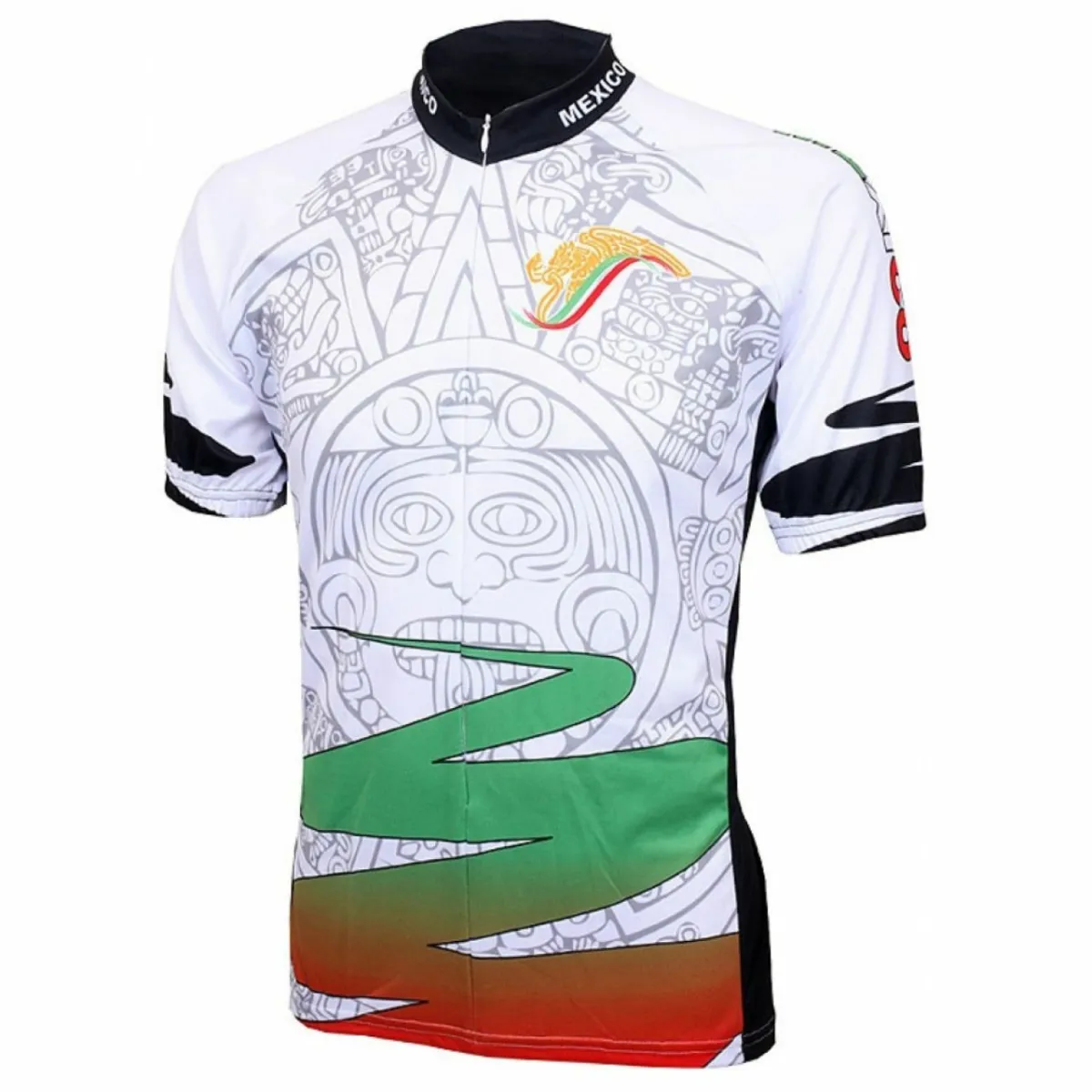 Mexico Aztec design Logo Short sleeve 19' zip men's cycling jersey Mexico Aztec Jersey