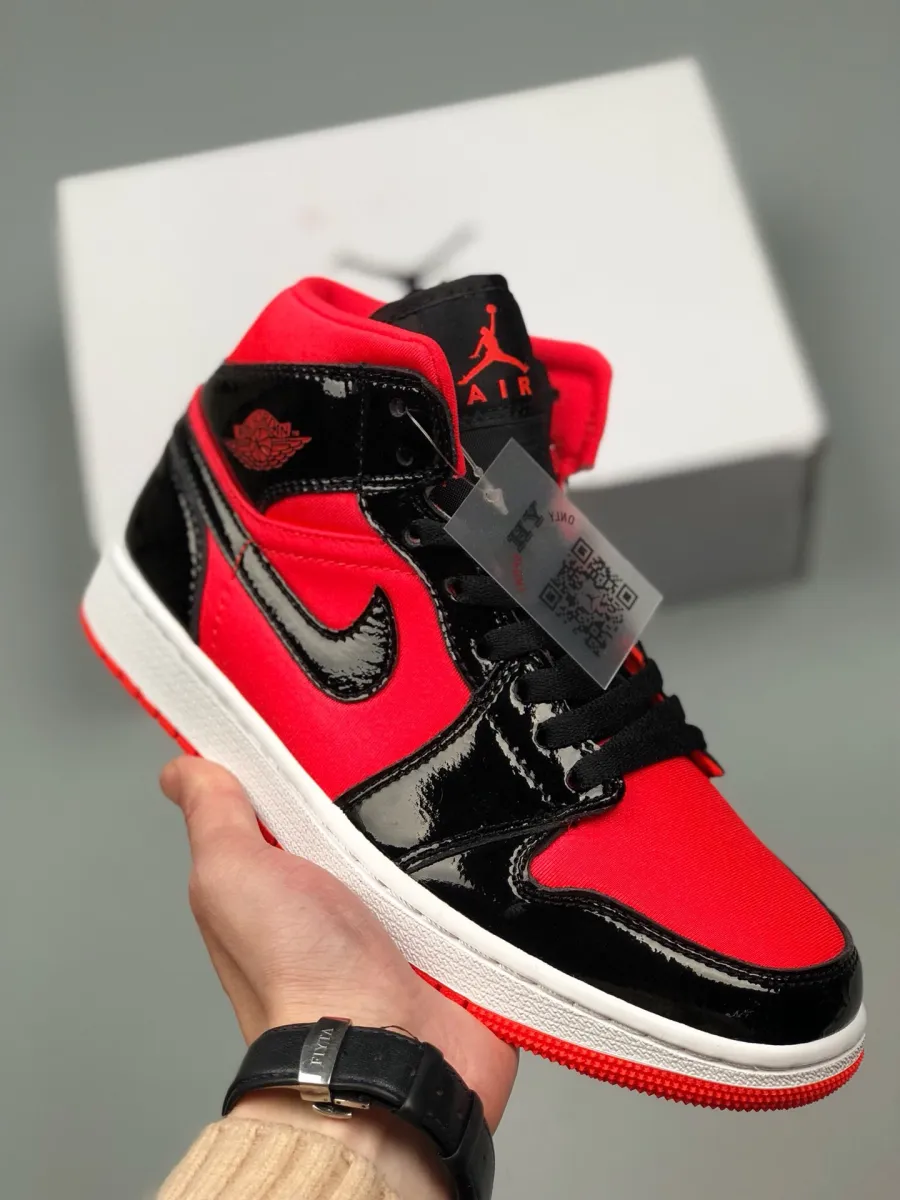 Air Jordan 1 Mid Black/Hot Punch BQ6472-600 - hot punch jordan 1