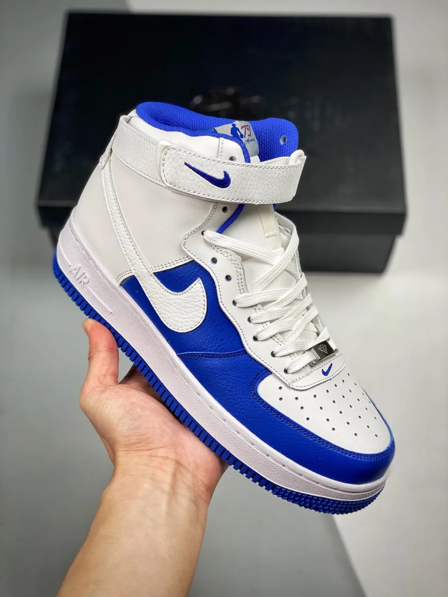NBA x Nike Air Force 1 High White/White-Hyper Royal-Sail af1 75th anniversary