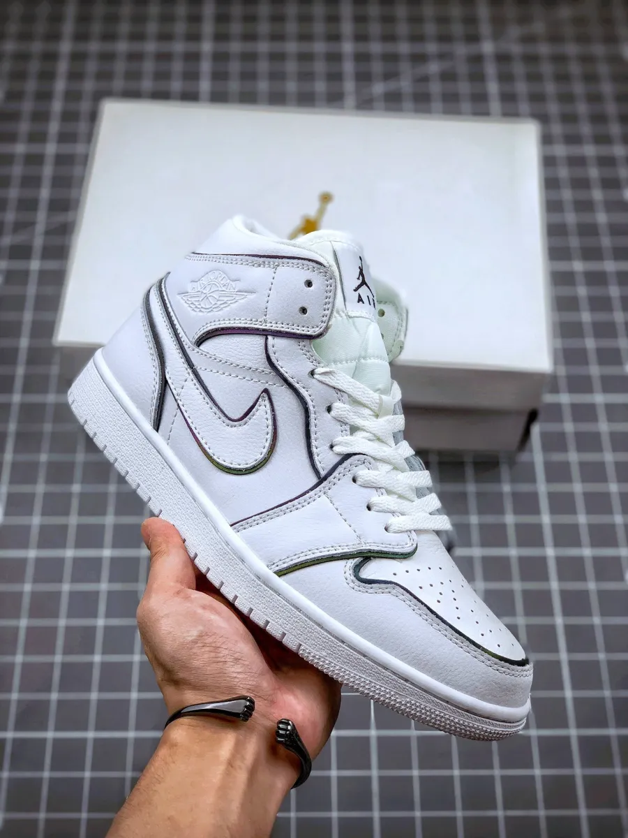 Air Jordan 1 Mid SE White Xeno WMNS CK6587-100 / jordan 1 mid iridescent reflective