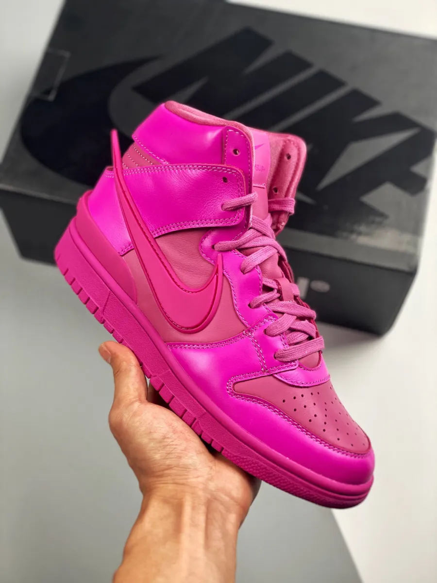 Ambush x Nike Dunk High Active Fuchsia/Lethal Pink Ambush Nike Dunk Pink On Feet