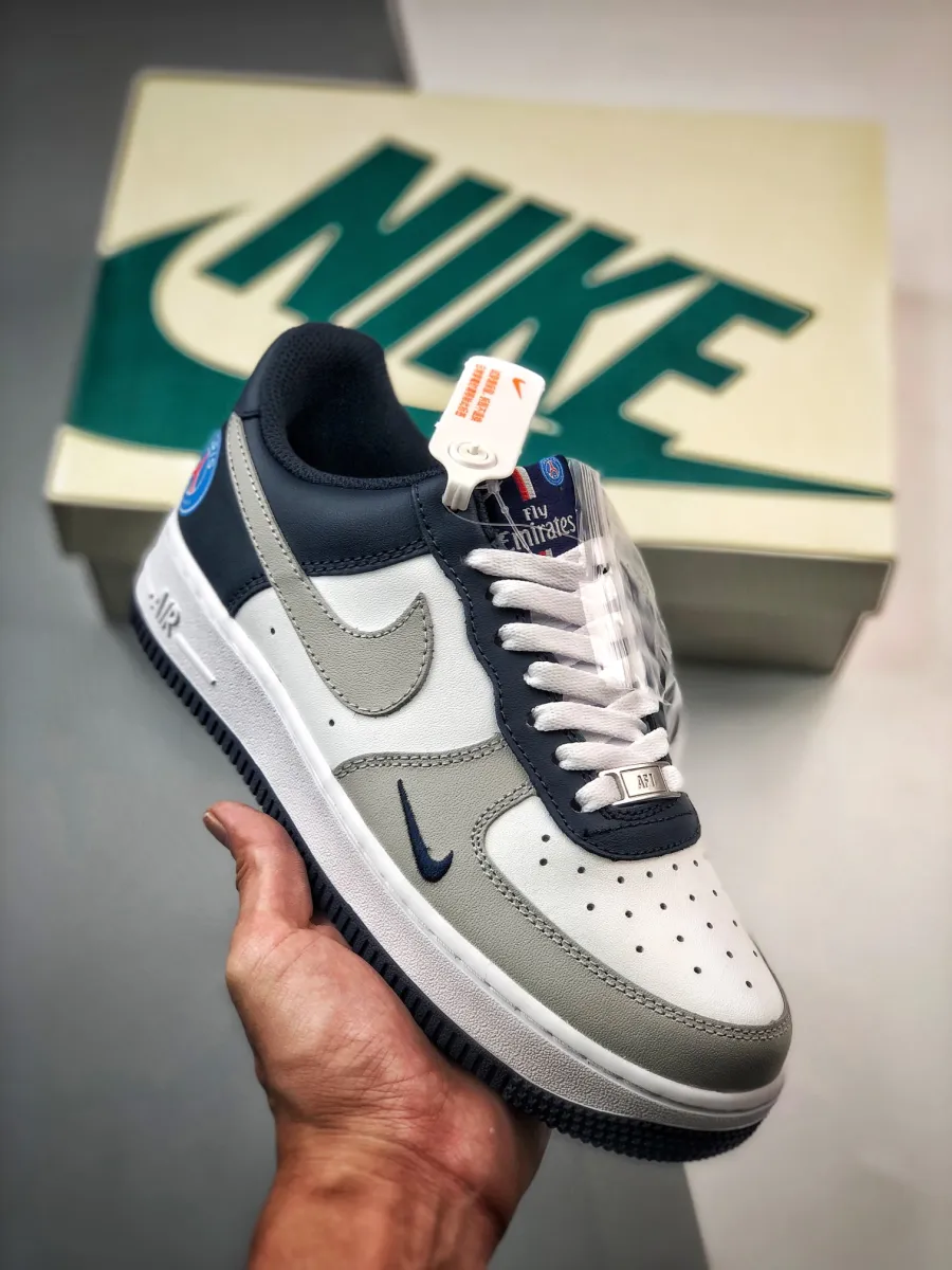 Custom Nike Air Force 1 Low 'Paris' White Grey Navy / nike air force 1 mens 7.5