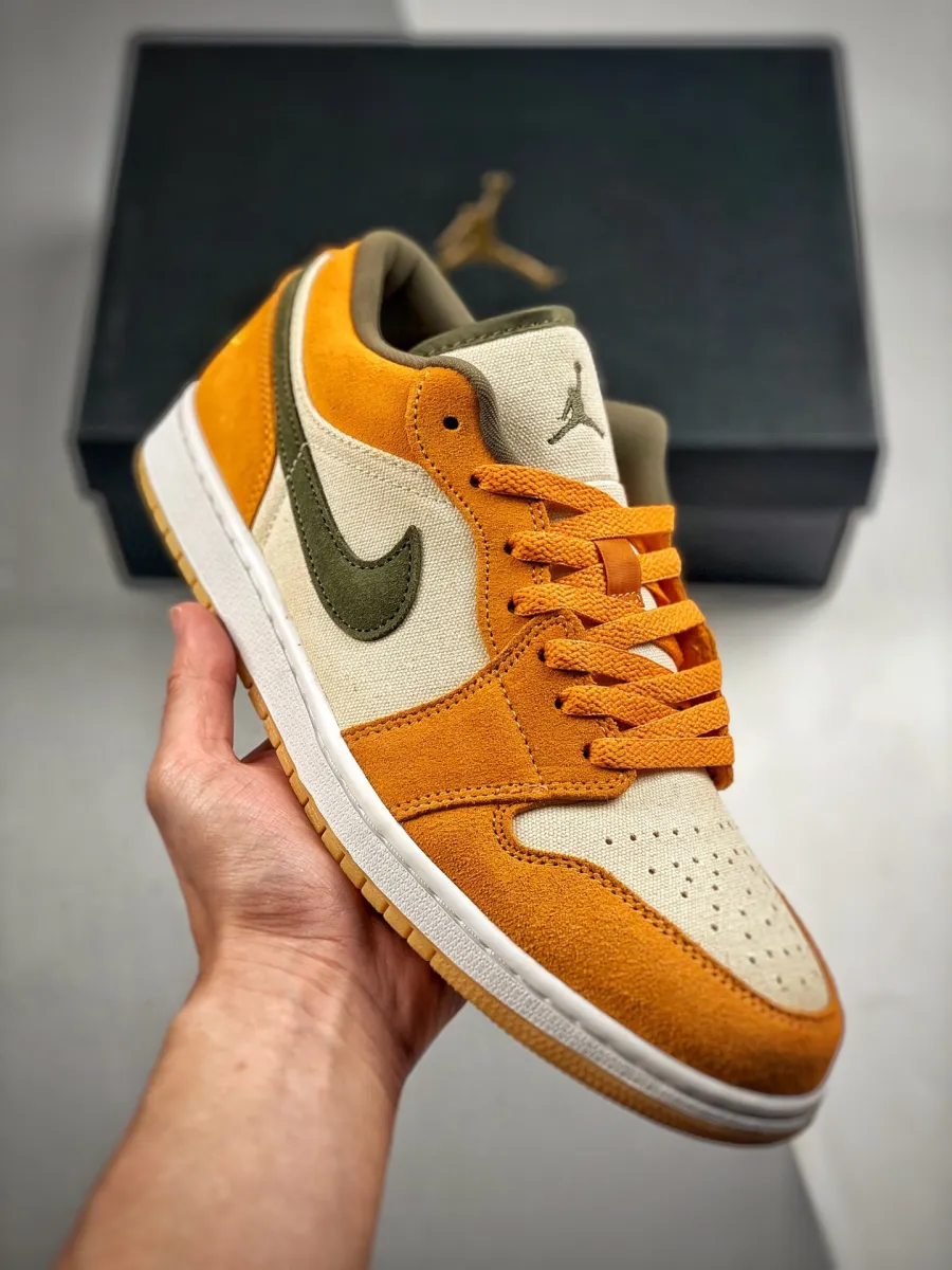Air Jordan 1 Low White/Light Curry/White/Medium Olive DH6931-102 Air Jordan 1 Low Curry