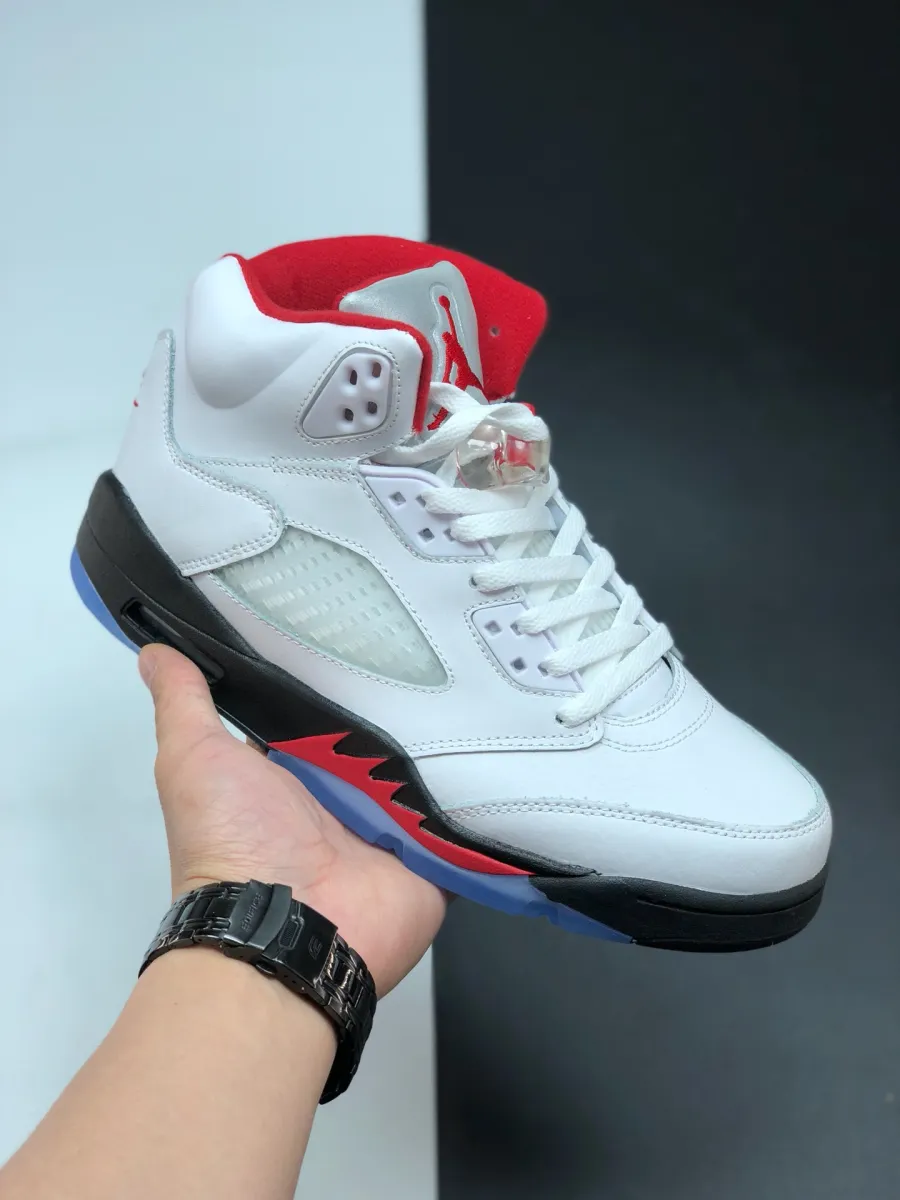 New Jordan 5 Retro Fire Red 3M Silver Tongue / jordan 5 white red black