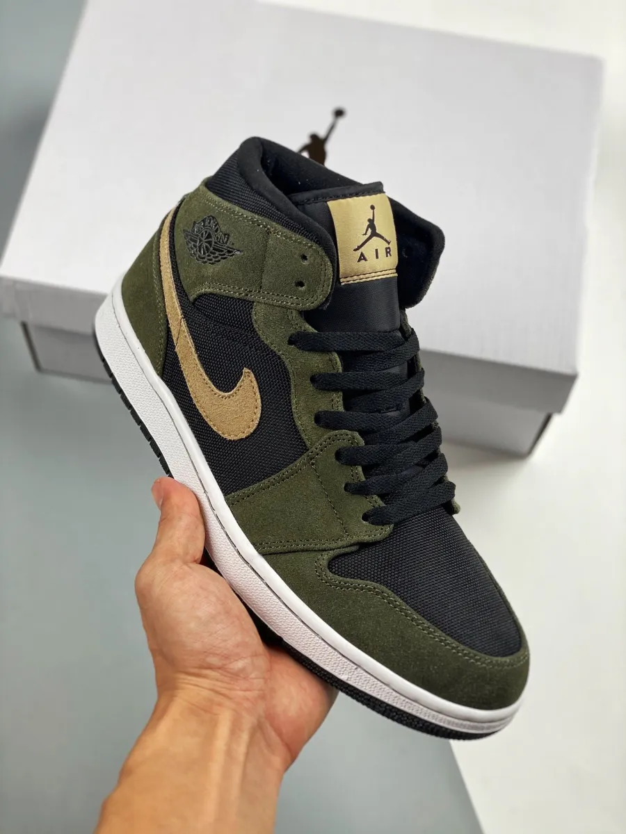 Air Jordan 1 Mid 'Military' Olive Green BQ6472-030 #nike air jordan olive