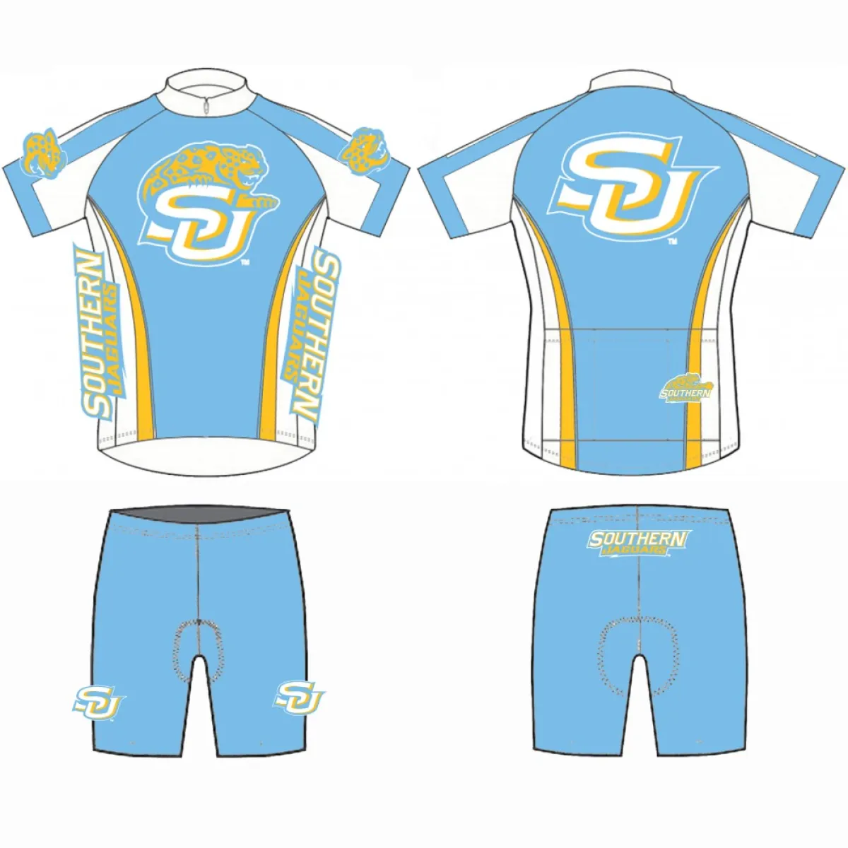 NCAA SU Southern University Jaguars Cycling Jersey And (Bib) Shorts Z-1905441