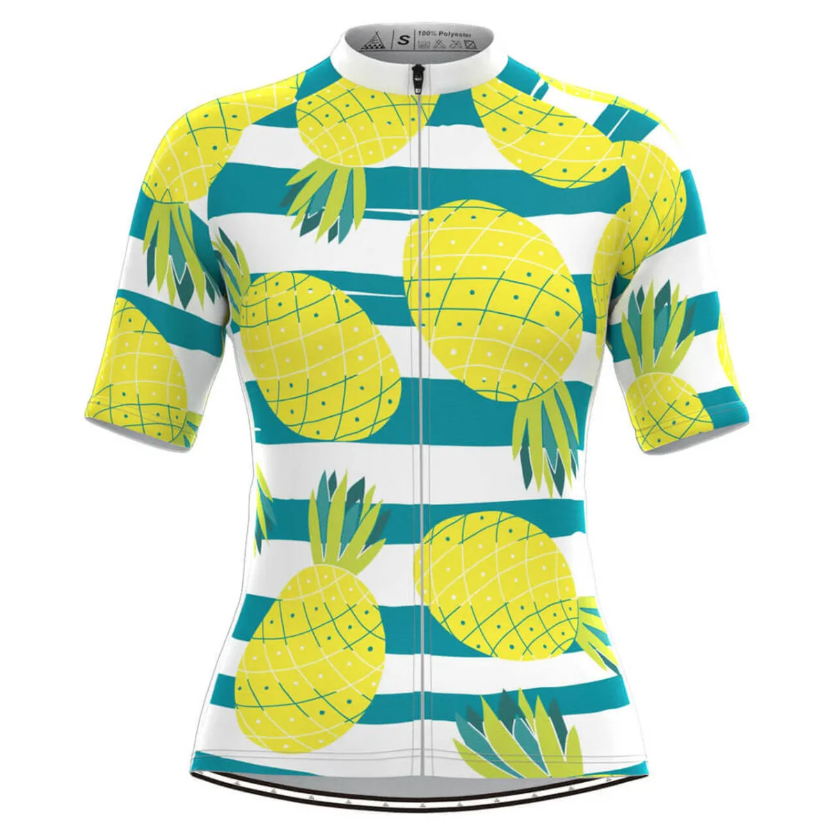 Women's Pineapple Print Stripe Cycling Jersey Yellow Online