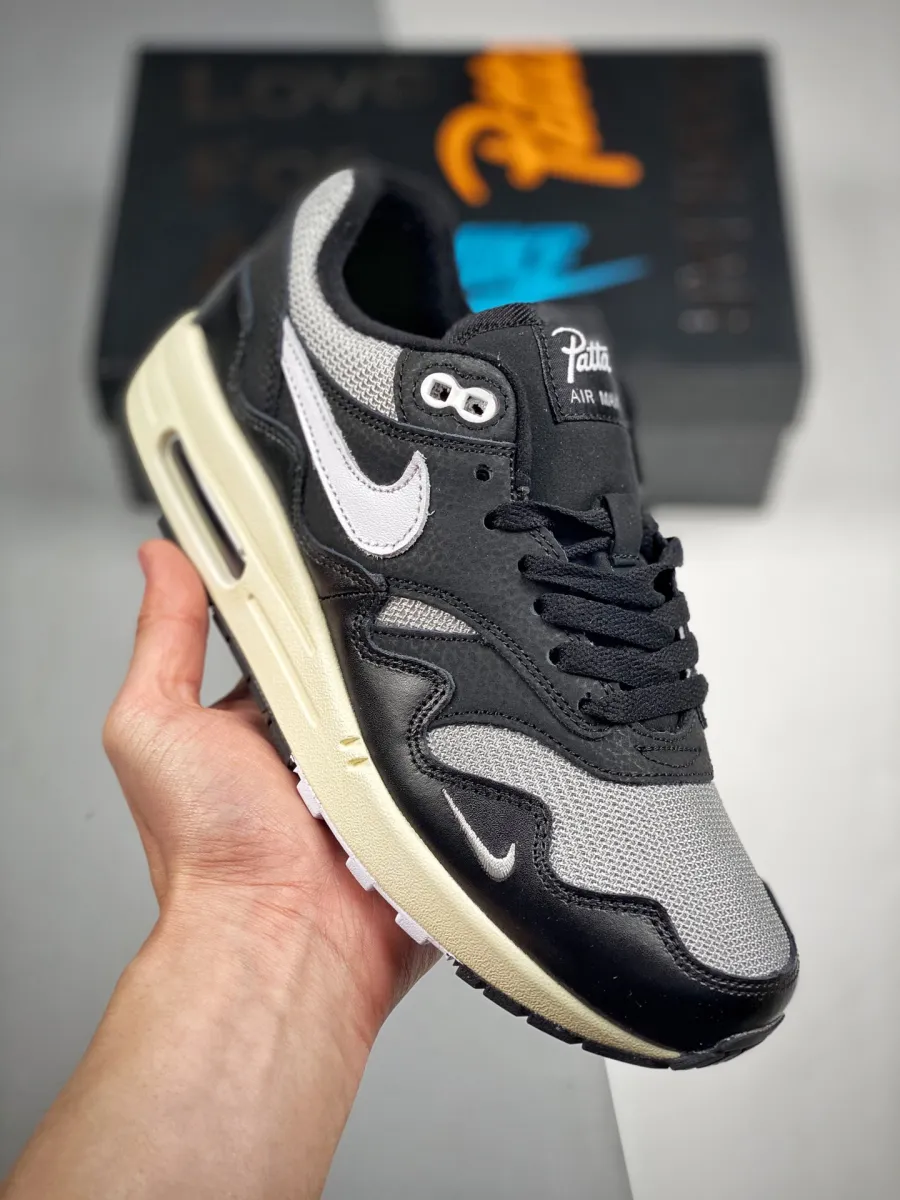 Patta x Nike Air Max 1 Metallic Silver/White-Black-Coconut Milk DQ0299-001 / patta air max 1 black release date
