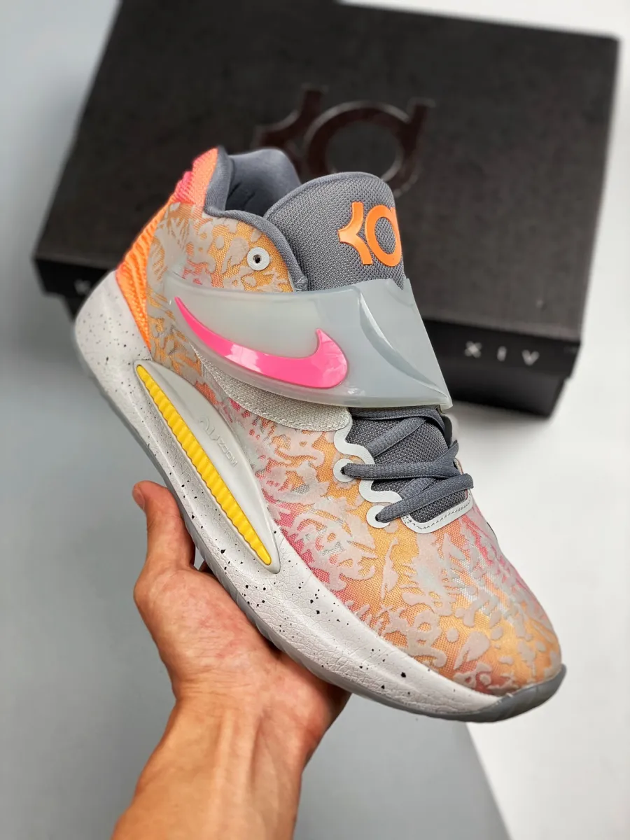 Nike KD 14 Orange Grey White grey kd shoes